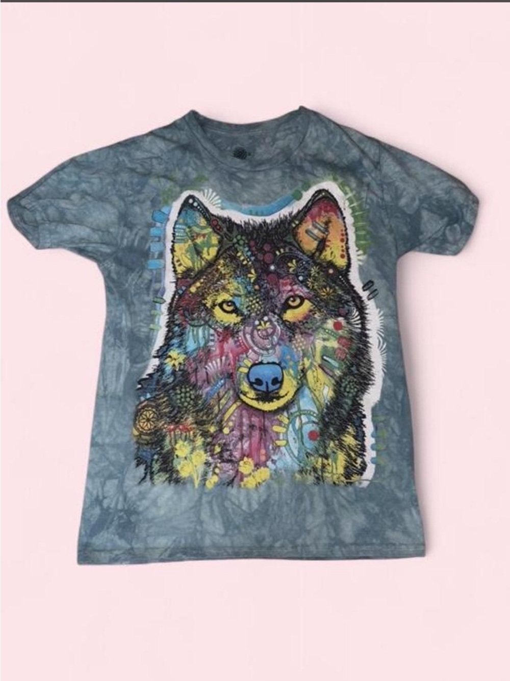 The Mountain Psychedelic Indie Boho Wolf Tie Dye T-Shirt Men’s/Unisex Medium